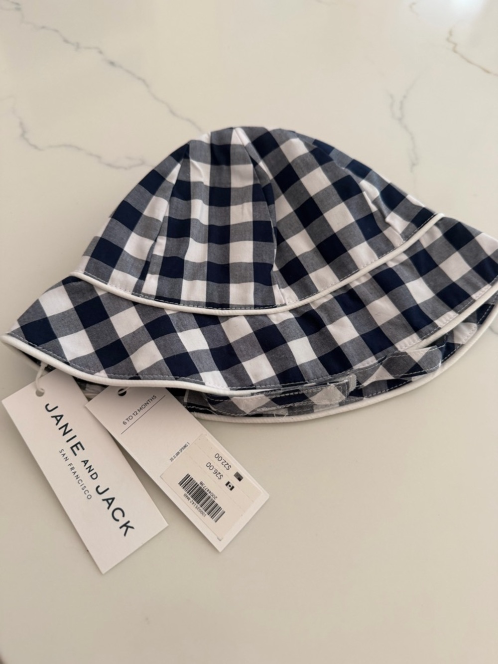 Janie and Jack Navy and White Gingham Bucket Hat